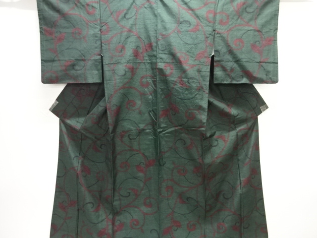 JAPANESE KIMONO / ANTIQUE KIMONO / SILK / TOKAMACHI TSUMUGI / WOVEN ARABESQUE
